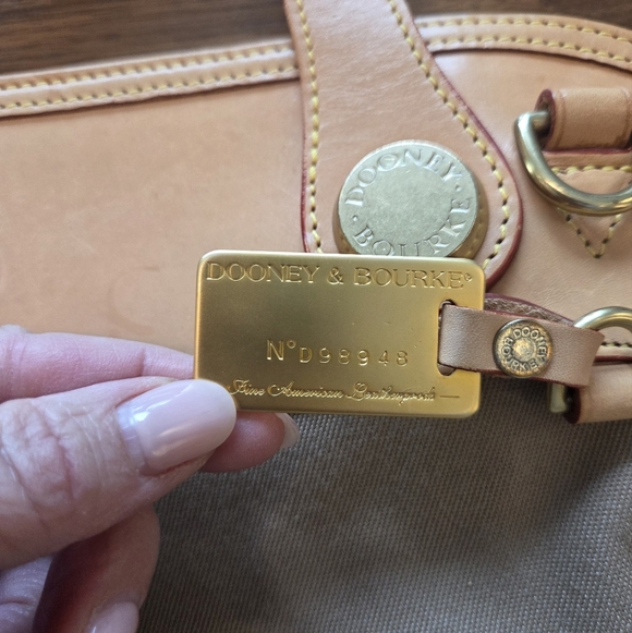 Vintage Dooney & Bourke Canvas & Leather Cabriolet Dome Satchel Bag, Tan / Beige